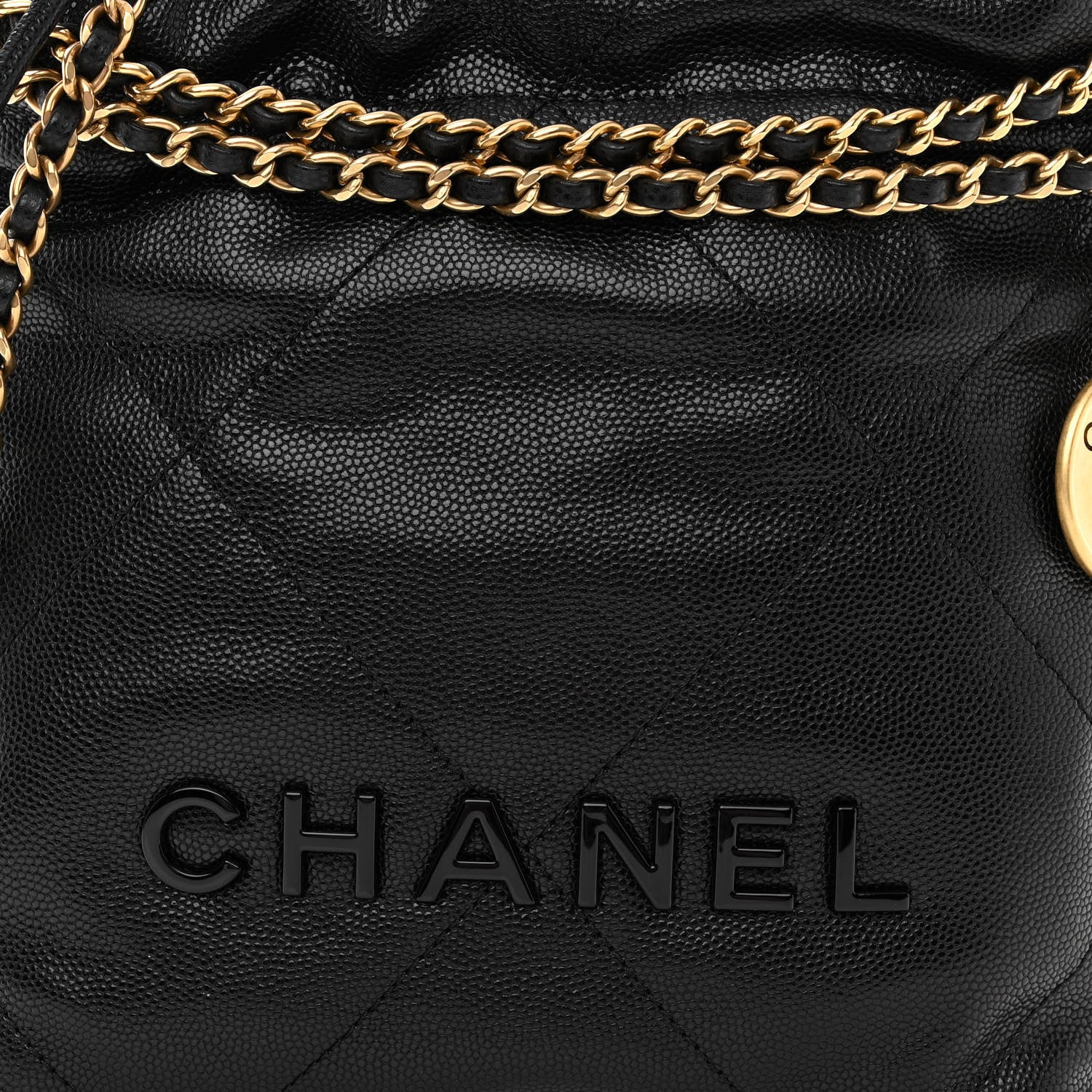 Chanel Shiny Caviar Quilted Monochrome Mini Chanel 22 Black 7 of 9