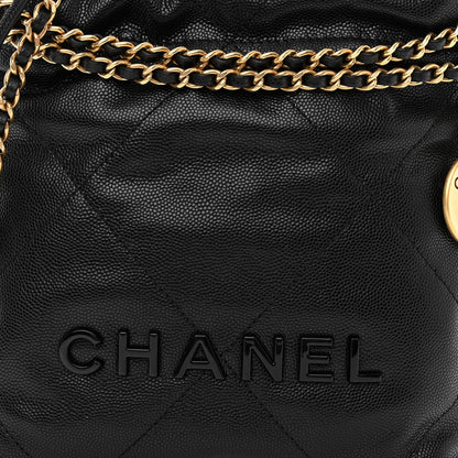 Chanel Shiny Caviar Quilted Monochrome Mini Chanel 22 Black 7 of 9