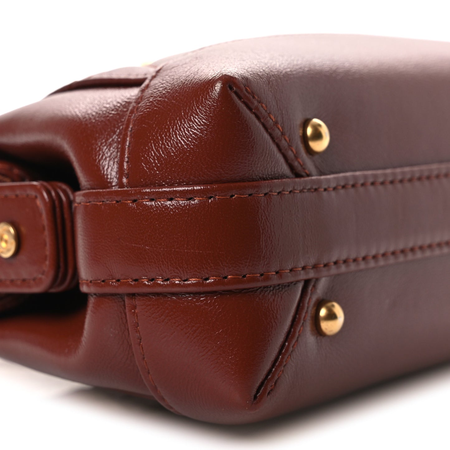 Shiny Lambskin Quilted Mini Cocodoc Top Handle Bag Brown