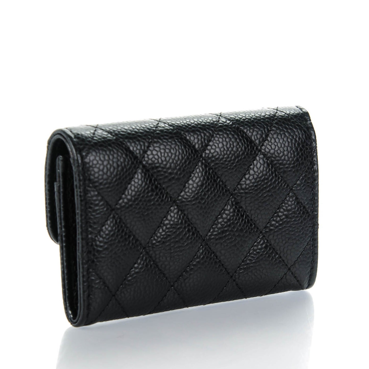 Caviar Quilted Coin Purse Wallet Black