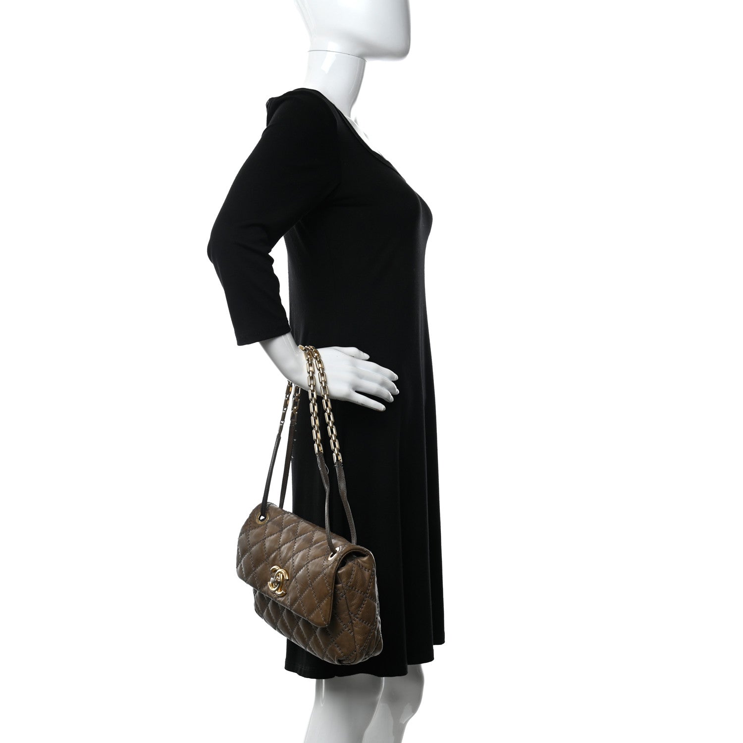 Chanel Calfskin Quilted Retro Chain Flap Dark Grey 2 of 12