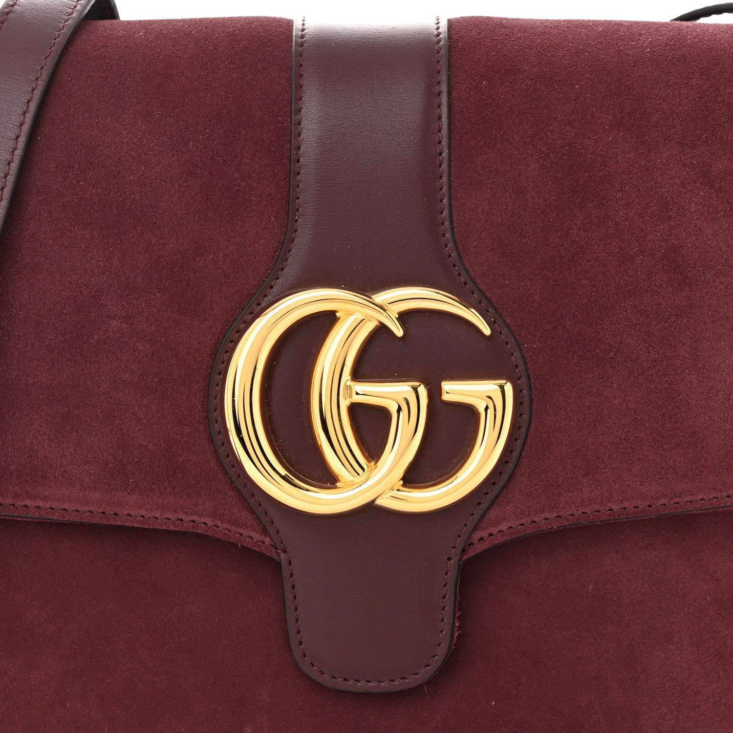 Gucci Suede Medium Arli Flap Shoulder Bag Vintage Bordeaux 9 of 11