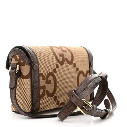 Gucci Monogram Jumbo GG Textured Dollar Calfskin Mini Horsebit 1955 Shoulder Bag Camel Ebony New Acero 3 of 10