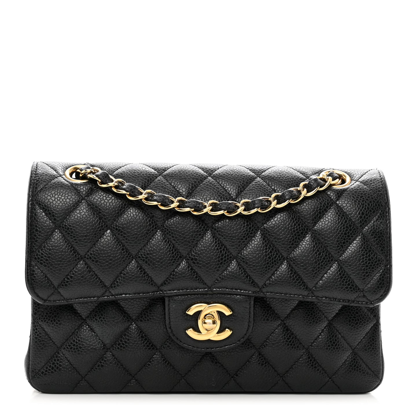 Caviar Quilted Small Double Flap Black