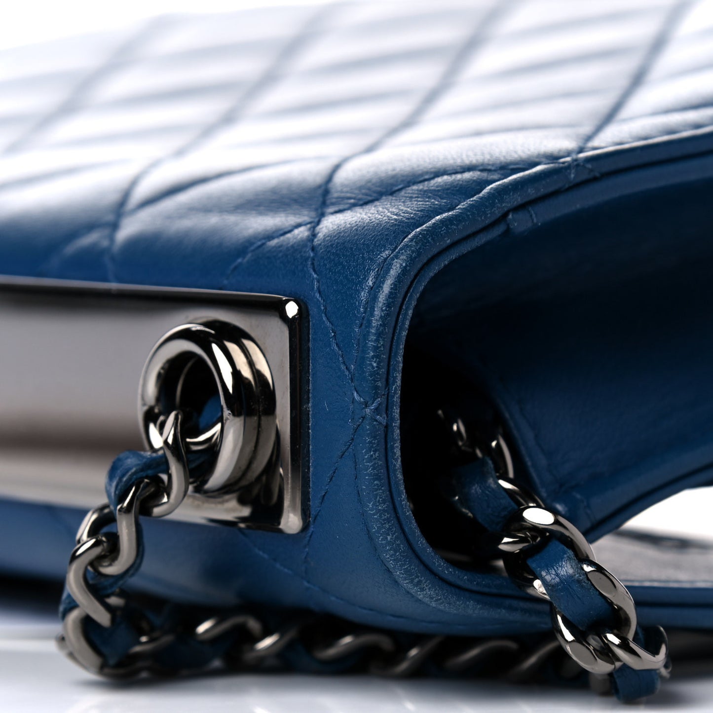 Lambskin Quilted Trendy CC Wallet On Chain WOC Blue