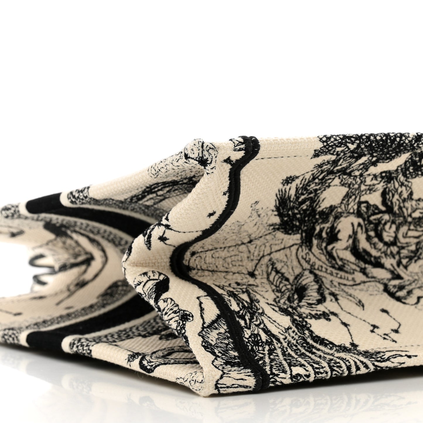 Canvas Zodiac Toile De Jouy Embroidered Medium Book Tote Latte