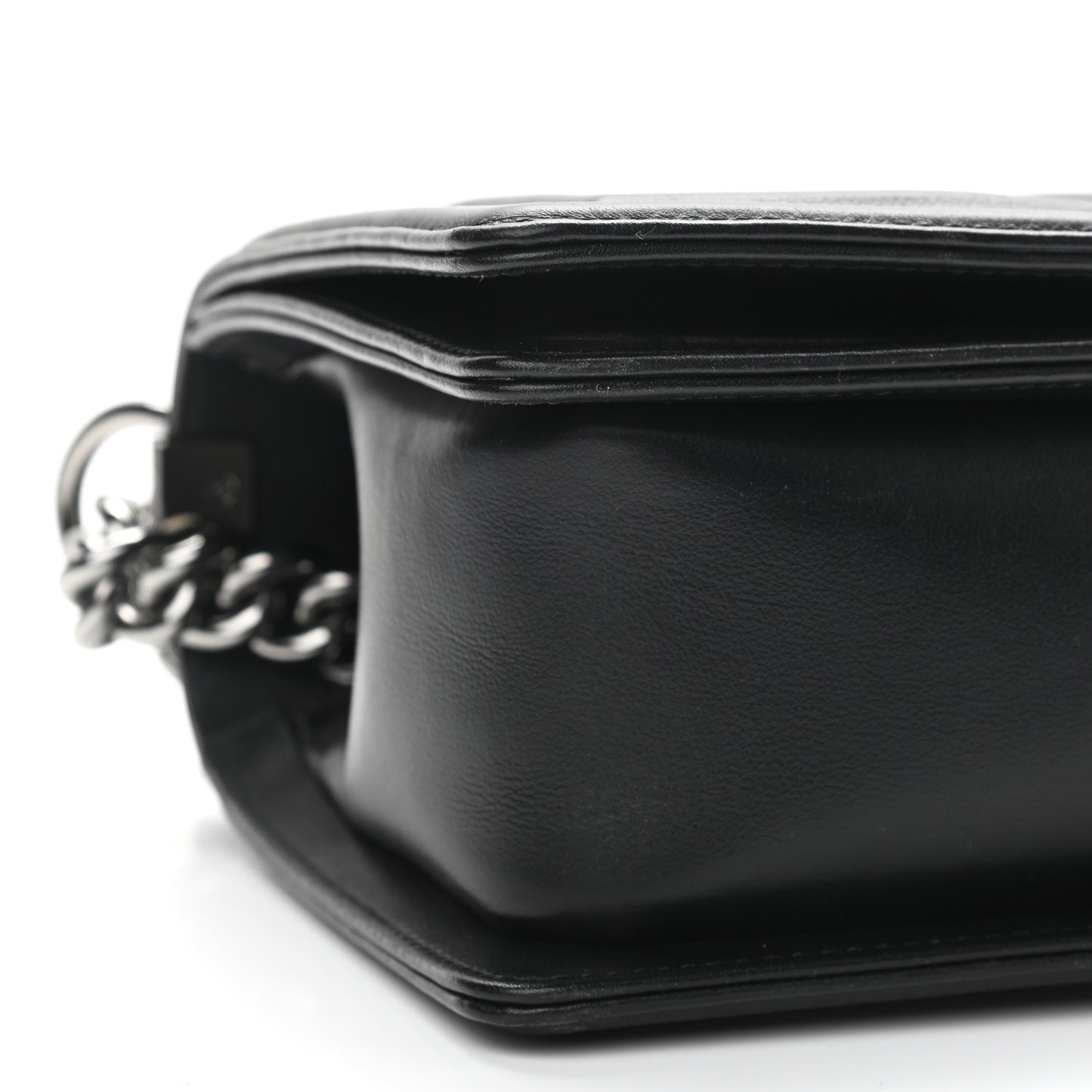 Calfskin Perforated Chevron Quilted Medium Boy Flap Black