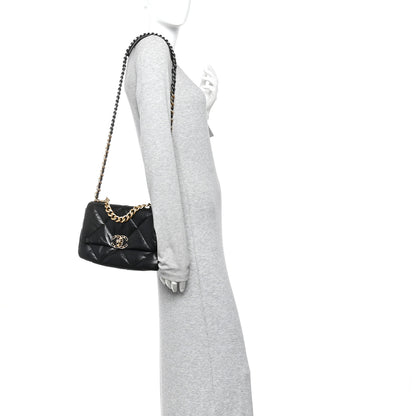 Chanel Shiny Goatskin Quilted Medium Chanel 19 Flap Black 2 of 11