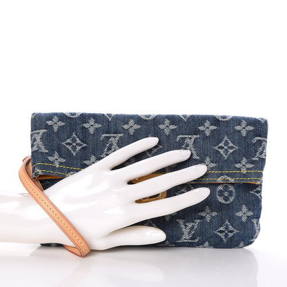 Louis Vuitton Monogram Denim Pochette Plat Clutch Blue 2 of 6