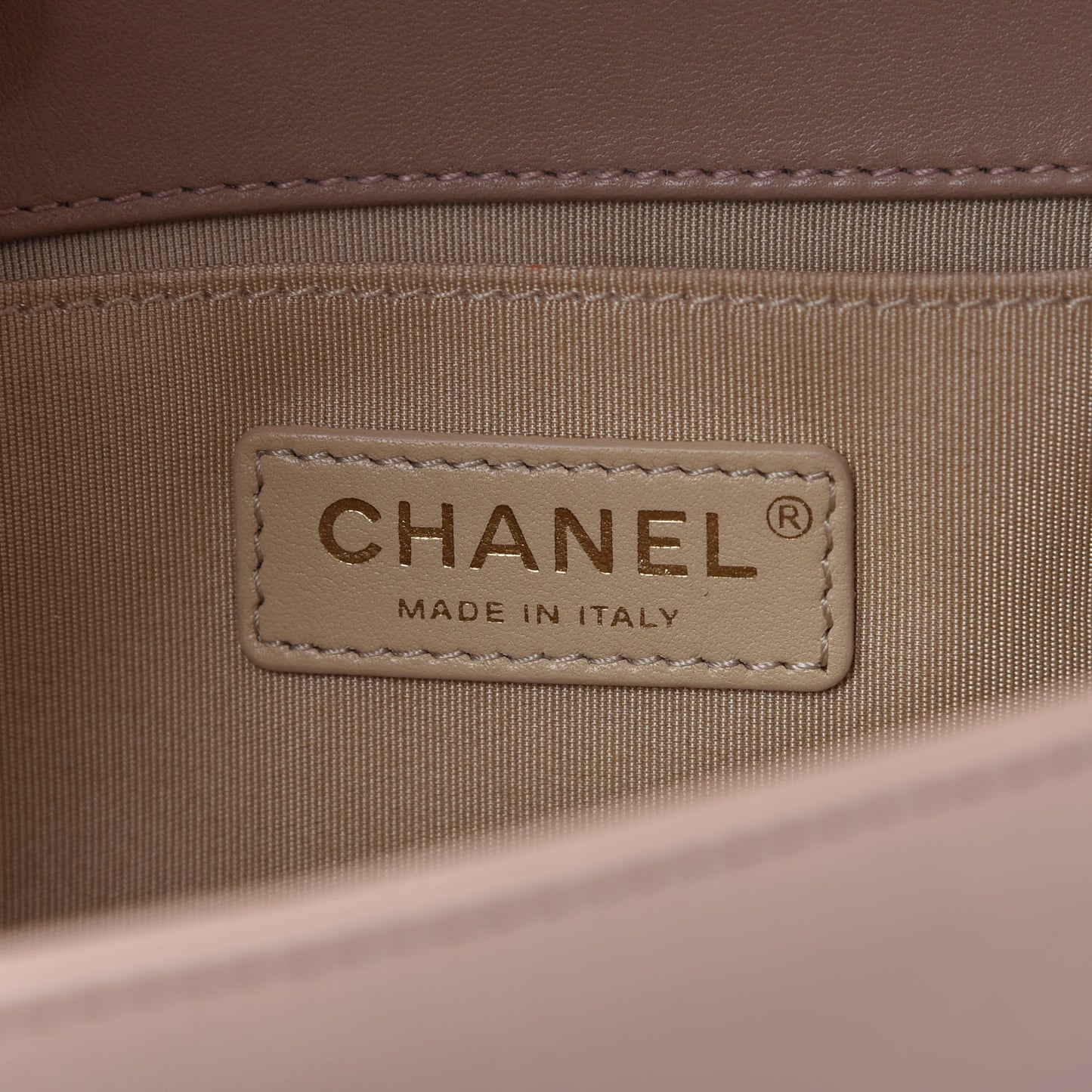 Lambskin Chevron Chain Stitched Medium Boy Flap Nude