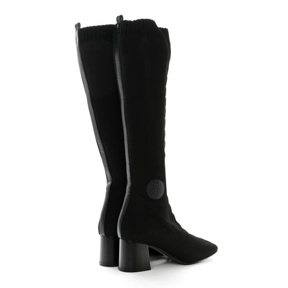 Hermes Knit Calfskin Fontaine 60 Boots 40 Black 4 of 9