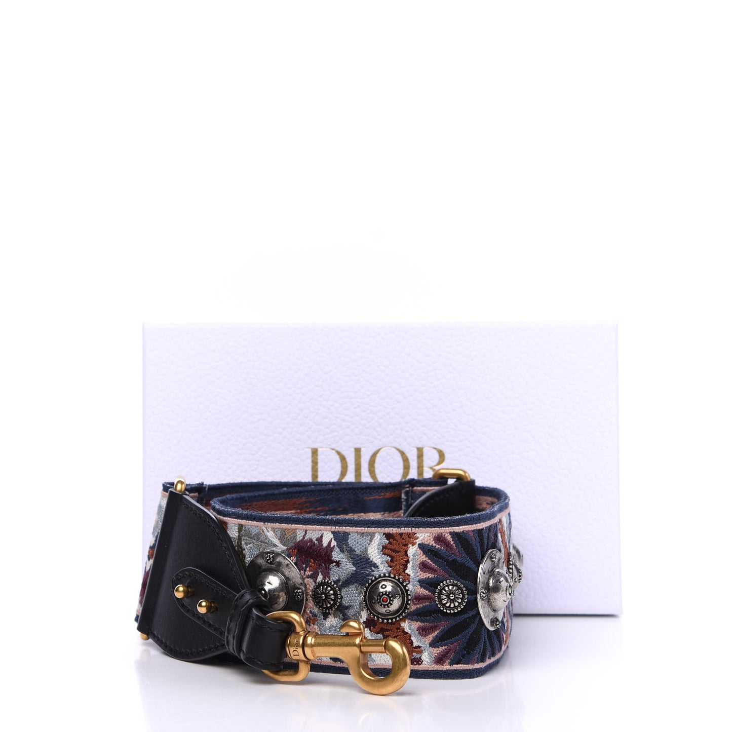Canvas Embroidered Studded KaleiDiorscopic Shoulder Strap Multicolor