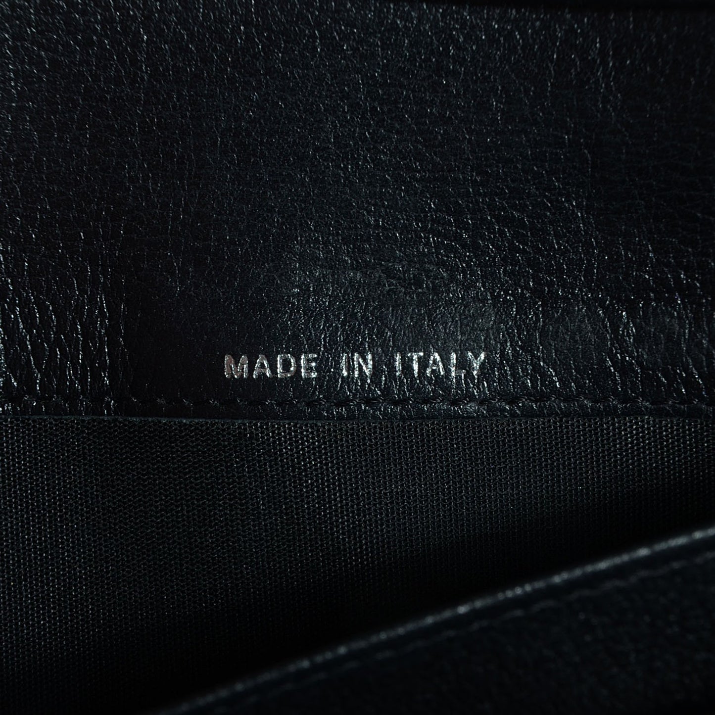 Goatskin Camellia Embossed Flap Wallet Black