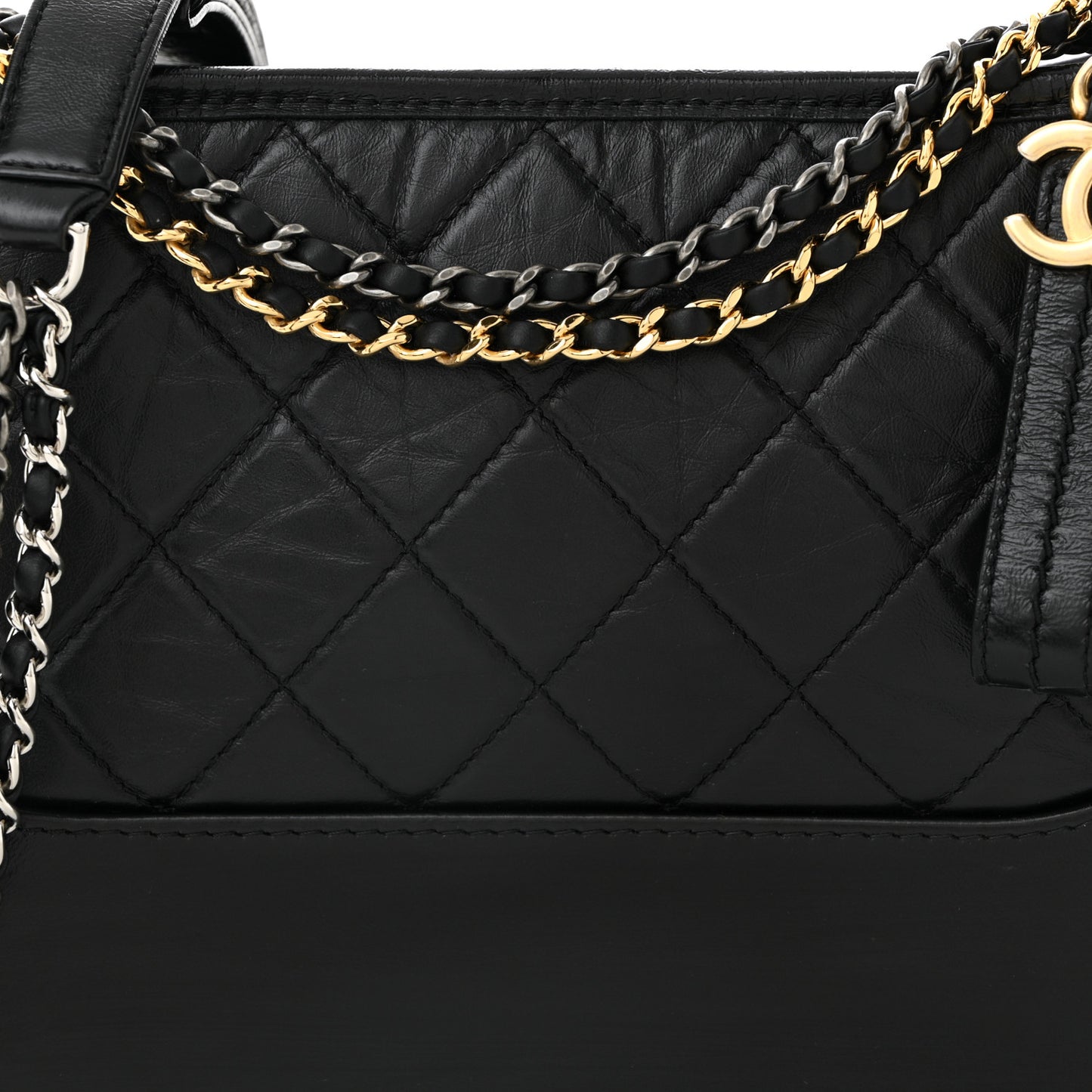Aged Calfskin Quilted New Medium Gabrielle Hobo Black