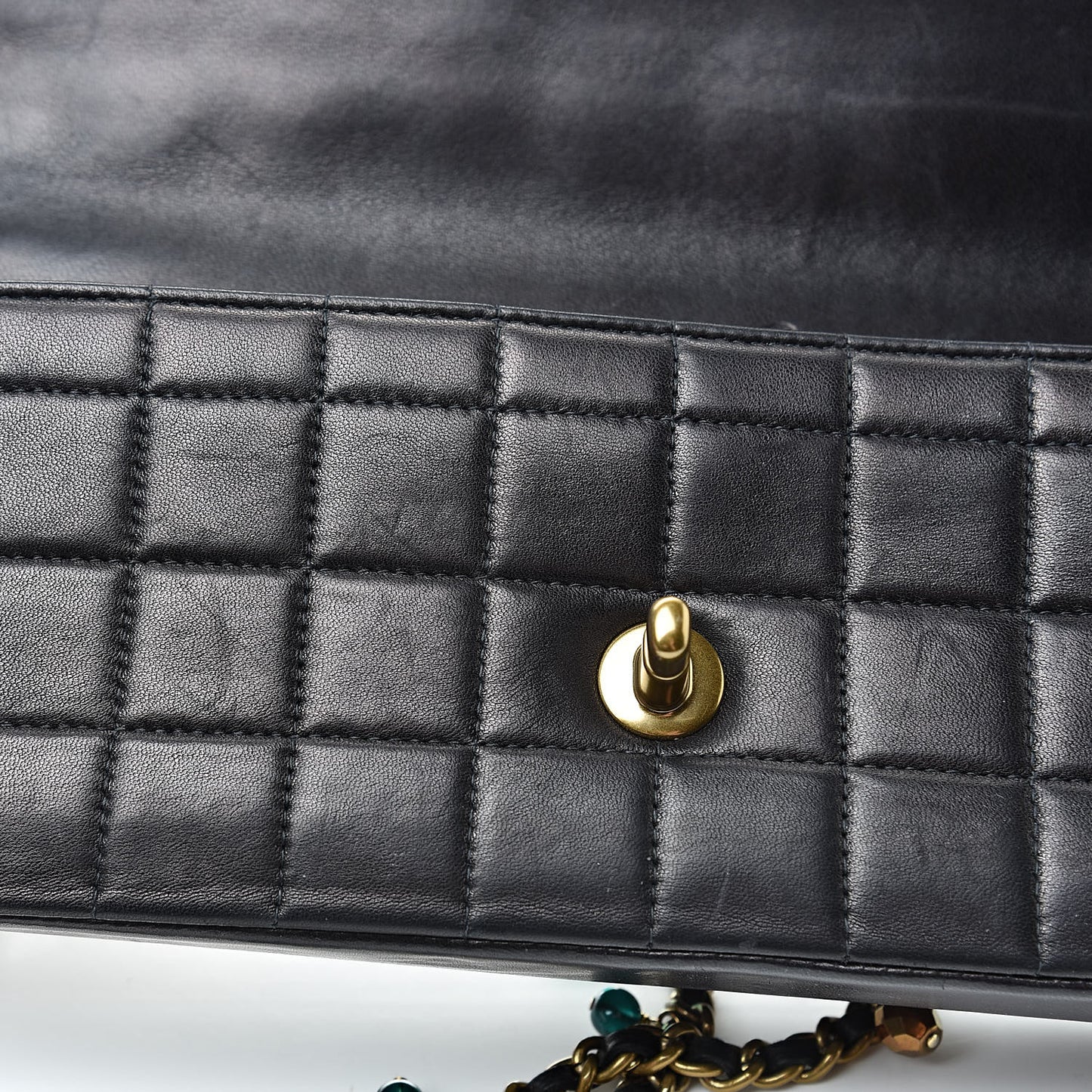 Lambskin East West Chocolate Bar Flap Black