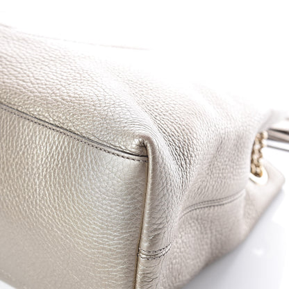 Gucci Metallic Pebbled Calfskin Medium Soho Chain Shoulder Bag Golden Beige 10 of 13