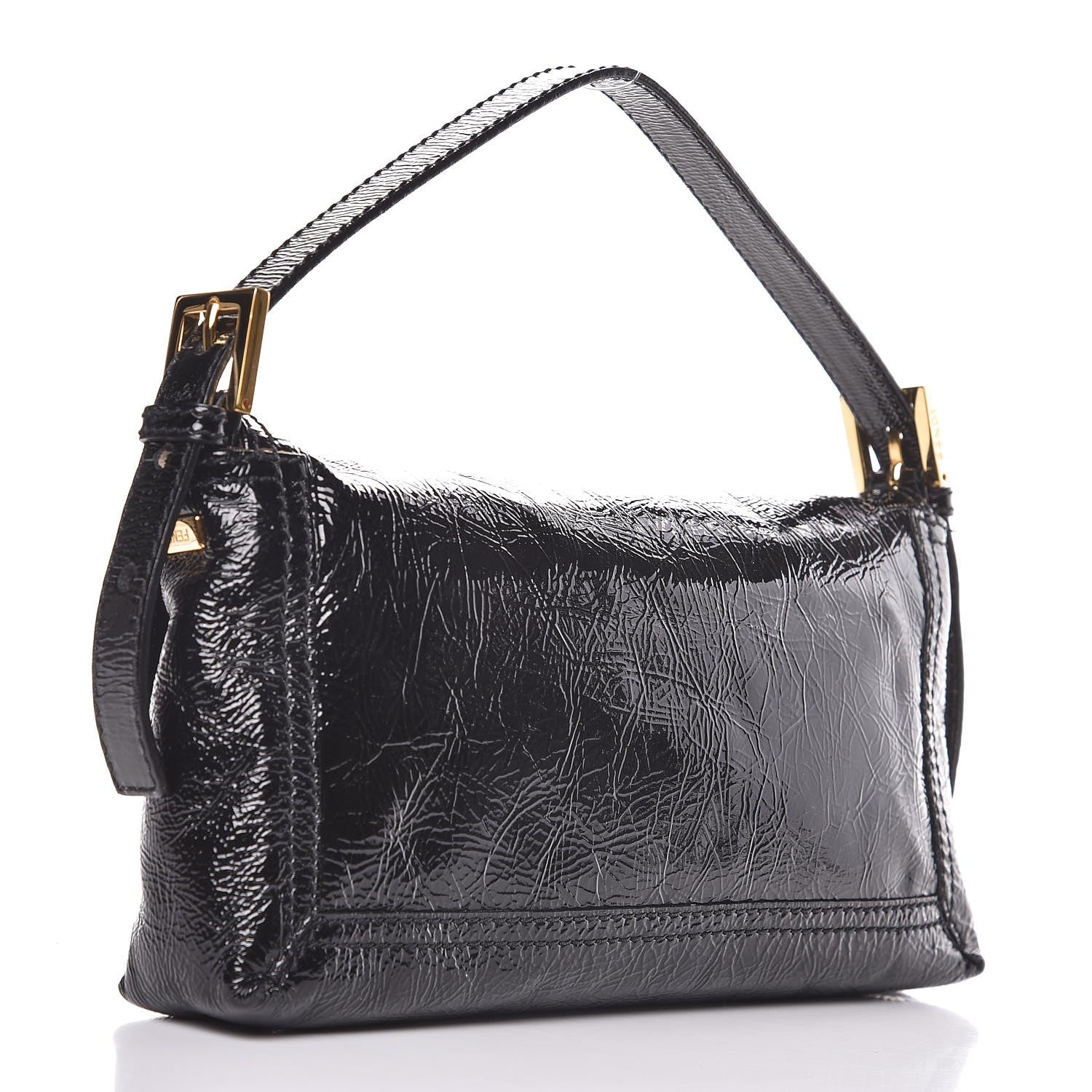 Fendi Vitello Naplak Medium Convertible Baguette Black 2 of 13
