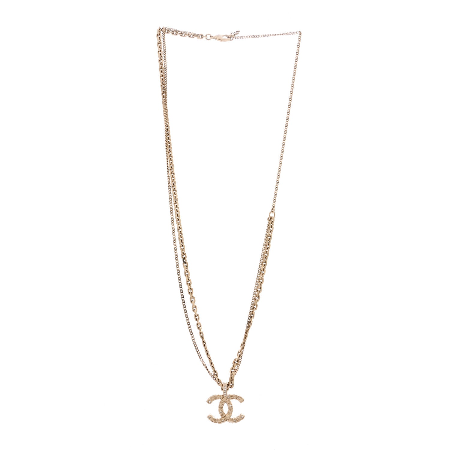Chanel Crystal CC Multi Strand Chain Necklace Gold 3 of 7