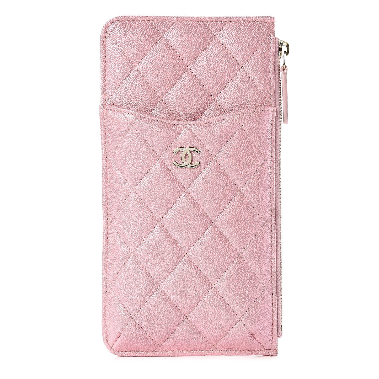 Iridescent Caviar Quilted Classic iPhone Pouch Rose Pink