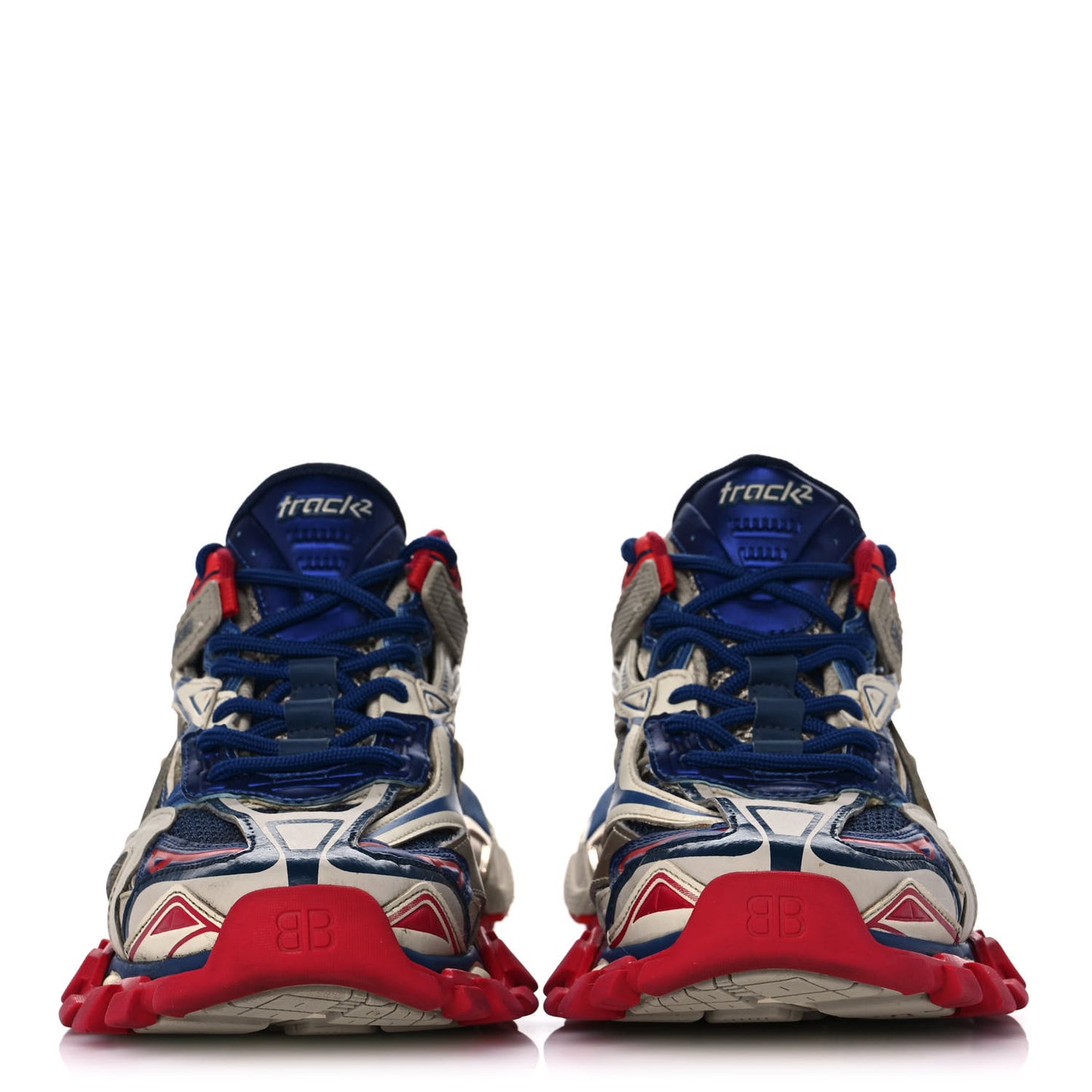 Rubber Mesh Bi-Color Womens Track.2 Open Sneakers 39 Beige Blue Red