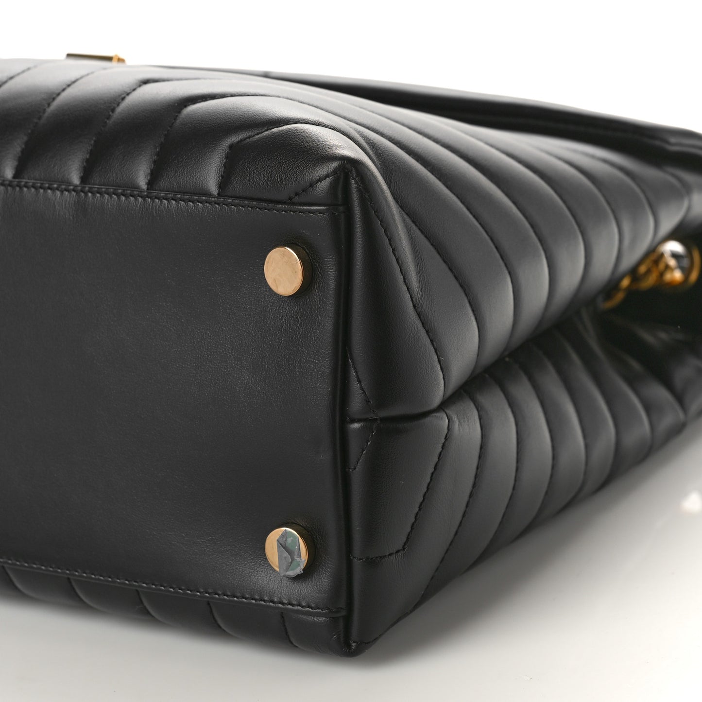 Calfskin Y Quilted Monogram Large Loulou Chain Satchel Black