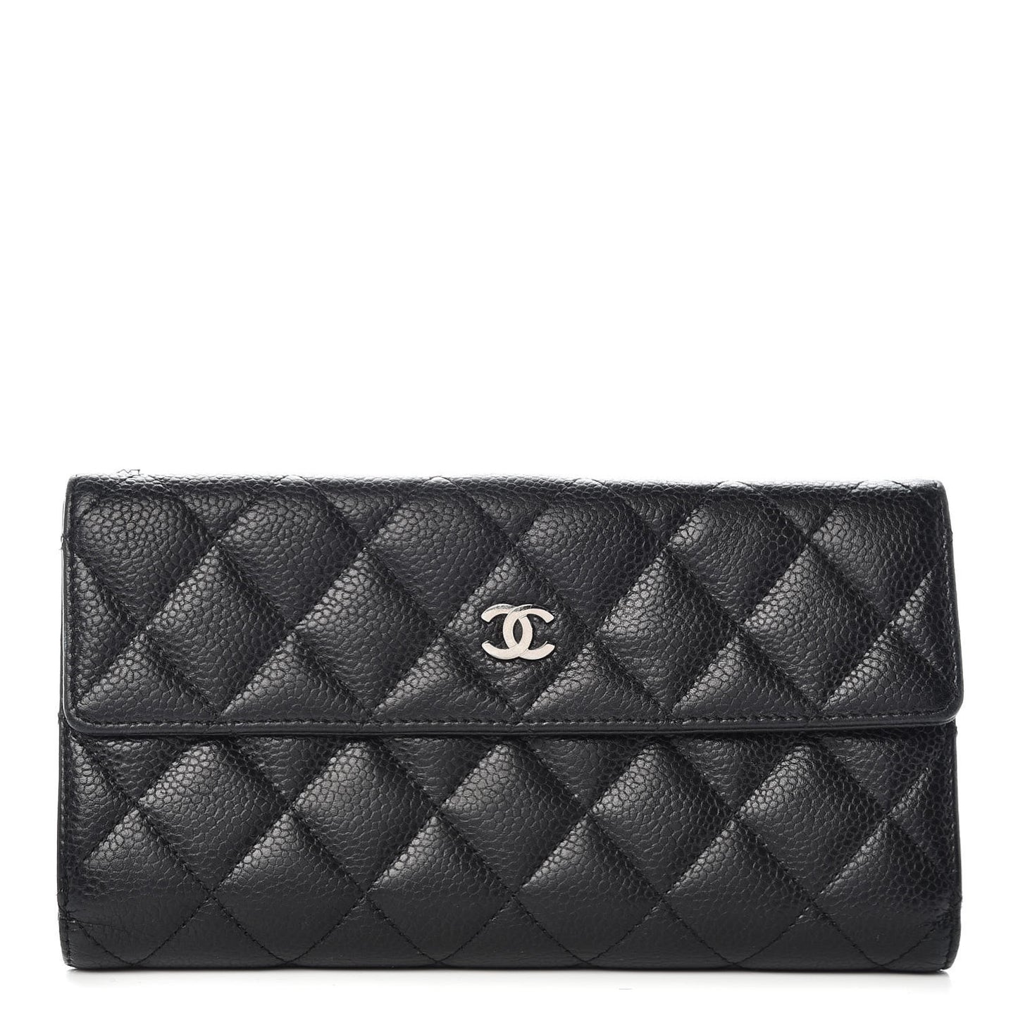 Caviar Quilted CC French Flap Wallet Black