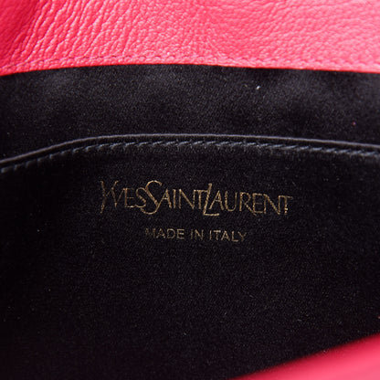 Saint Laurent Calfskin Monogram Large Belle De Jour Clutch Lipstick Fuchsia 5 of 7