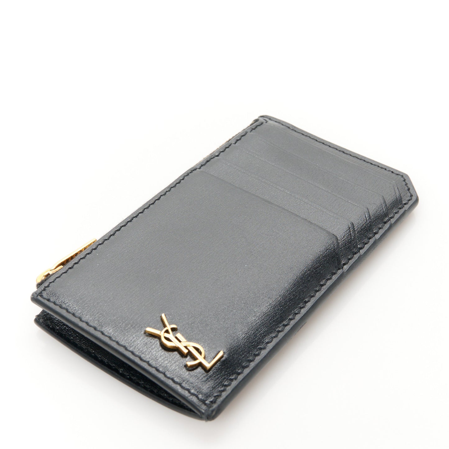 Grained Calfskin Monogram 5 Fragments Zip Pouch Card Holder Black