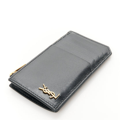 Saint Laurent Grained Calfskin Monogram 5 Fragments Zip Pouch Card Holder Black 4 of 8