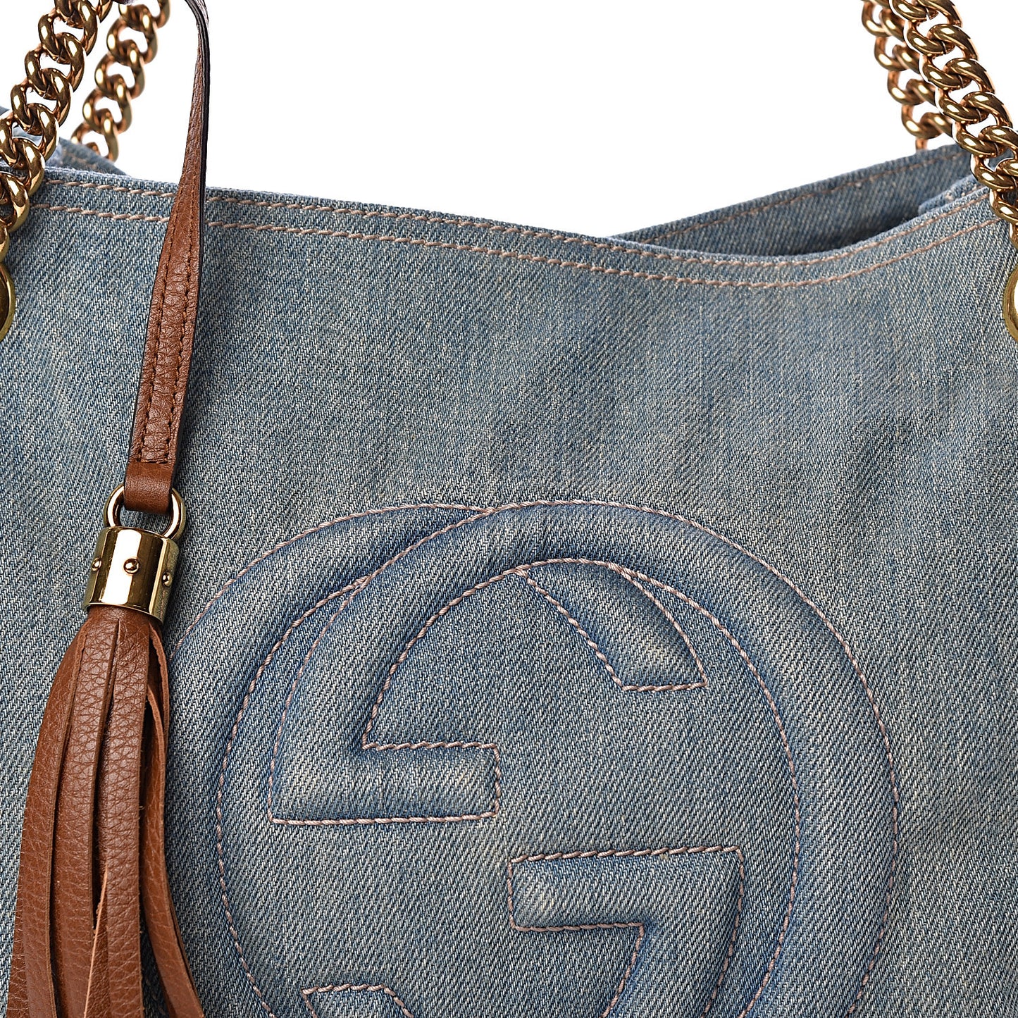 Denim Medium Soho Chain Shoulder Bag Blue