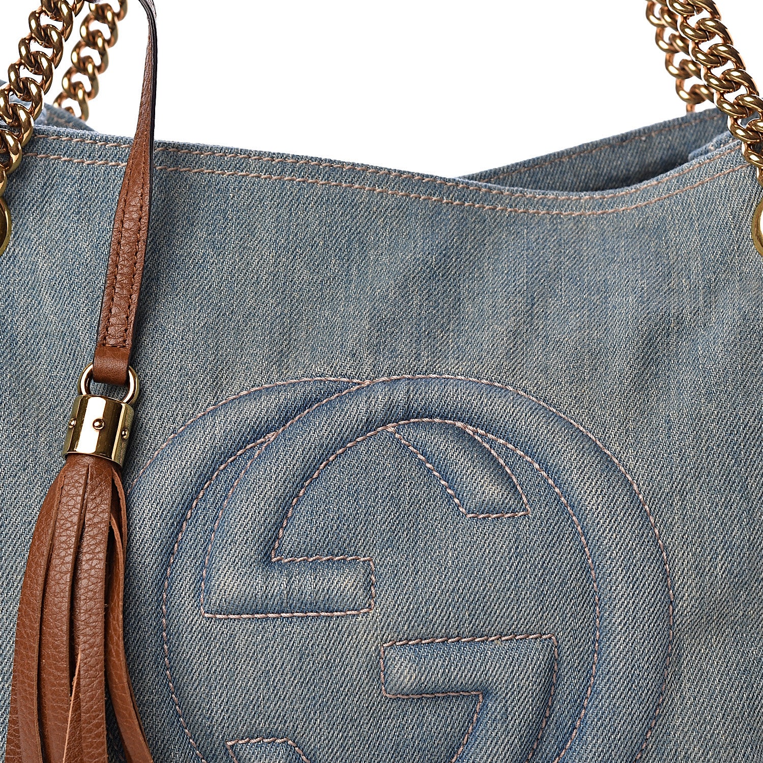 Gucci Denim Medium Soho Chain Shoulder Bag Blue 8 of 11