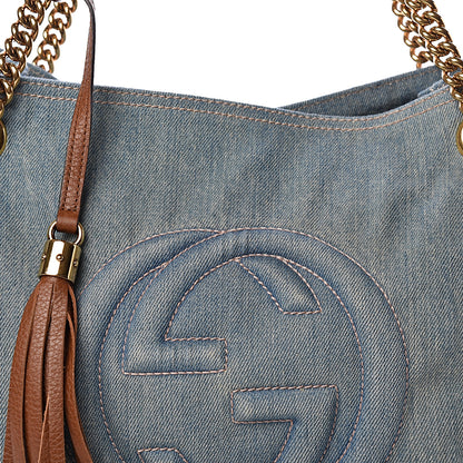 Gucci Denim Medium Soho Chain Shoulder Bag Blue 8 of 11