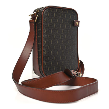 Saint Laurent Canvas Smooth Calfskin Le Monogramme Crossbody Pouch Chestnut 3 of 10