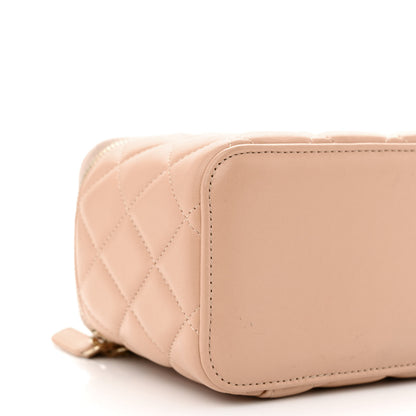Chanel Lambskin Quilted Small Top Handle Vanity Case With Chain Beige 9 of 10