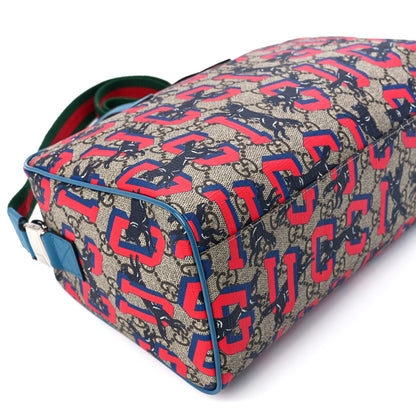 Gucci GG Supreme Monogram Wolves Print Childrens Shoulder Bag Beige Red 10 of 12
