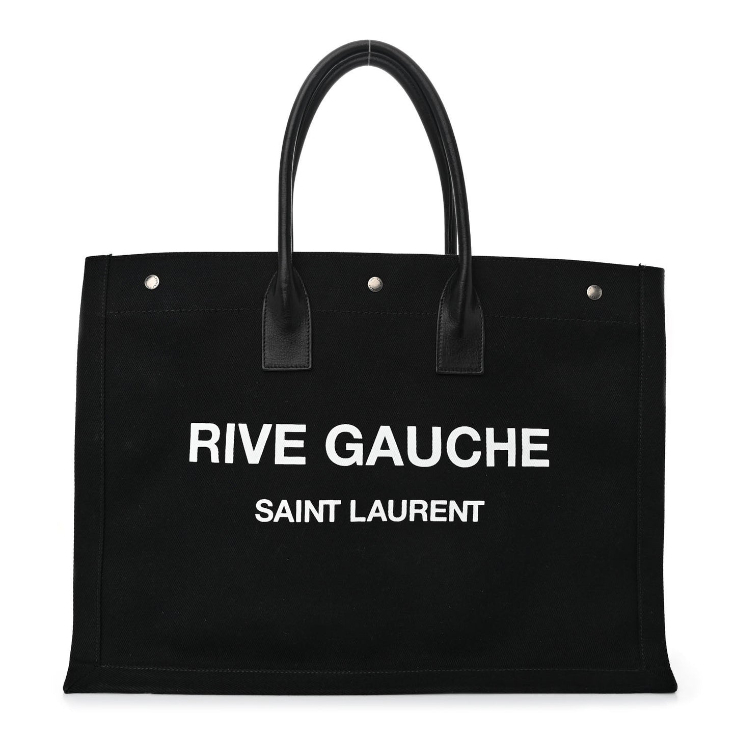 Linen Calfskin Rive Gauche Tote Black
