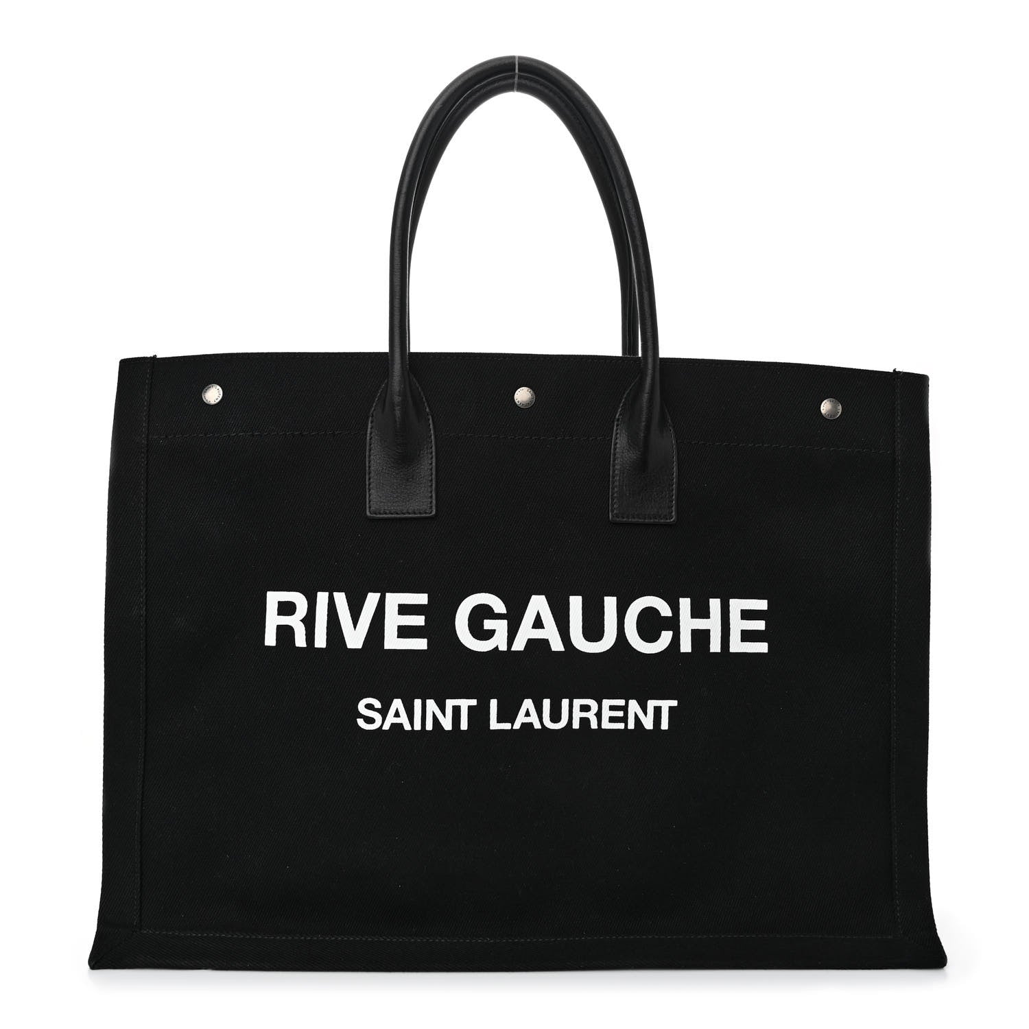 Saint Laurent Linen Calfskin Rive Gauche Tote Black 1 of 10