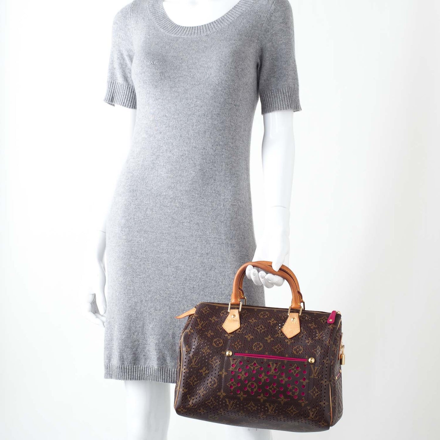 Monogram Perforated Speedy 30 Fuchsia