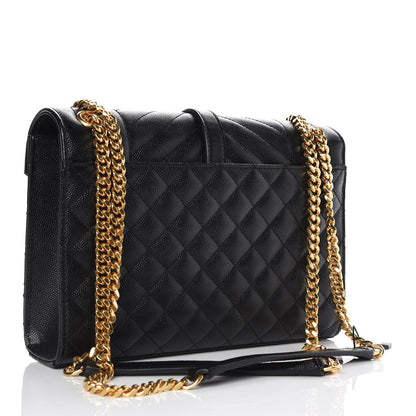 Saint Laurent Grain De Poudre Textured Mixed Matelasse Triquilt Medium Monogram Satchel Black 3 of 9