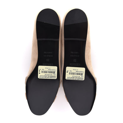 Hermes Suede Goatskin Crystal Powdered Nice Ballerina Flats 38 Nude 5 of 8