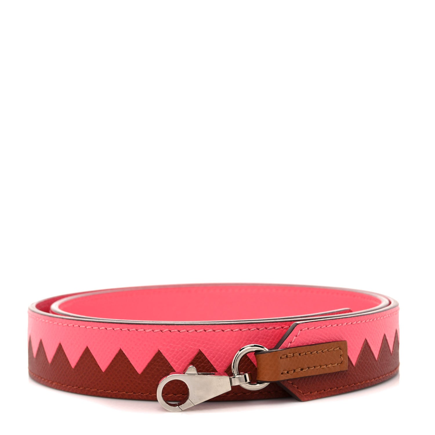Hermes Epsom 30mm Tressage Au Galop Shoulder Strap Rose Azalee Senne Gold 1 of 6
