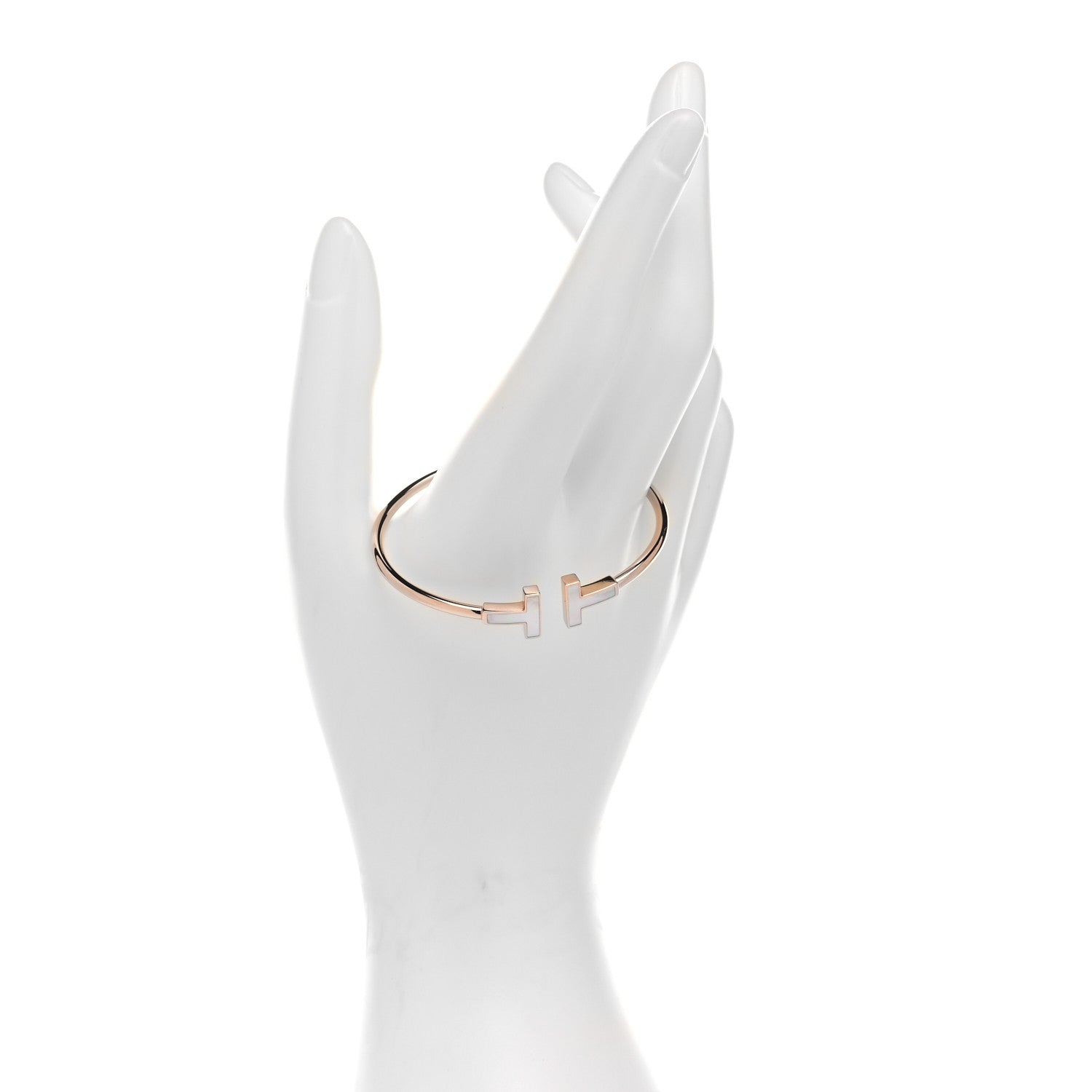 Tiffany 18K Rose Gold Mother of Pearl T Wire Bracelet 2 of 5