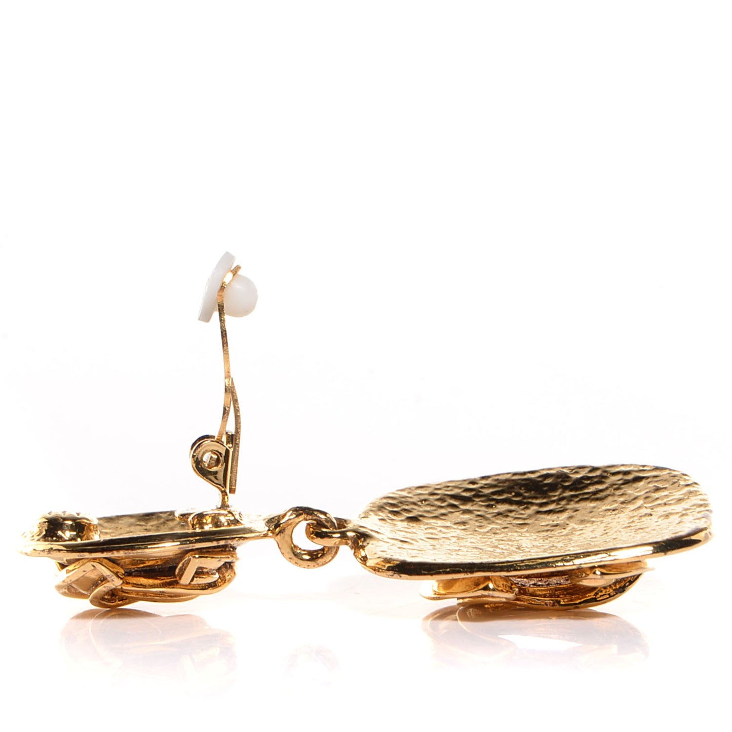 CC Clip On Drop Earrings Gold