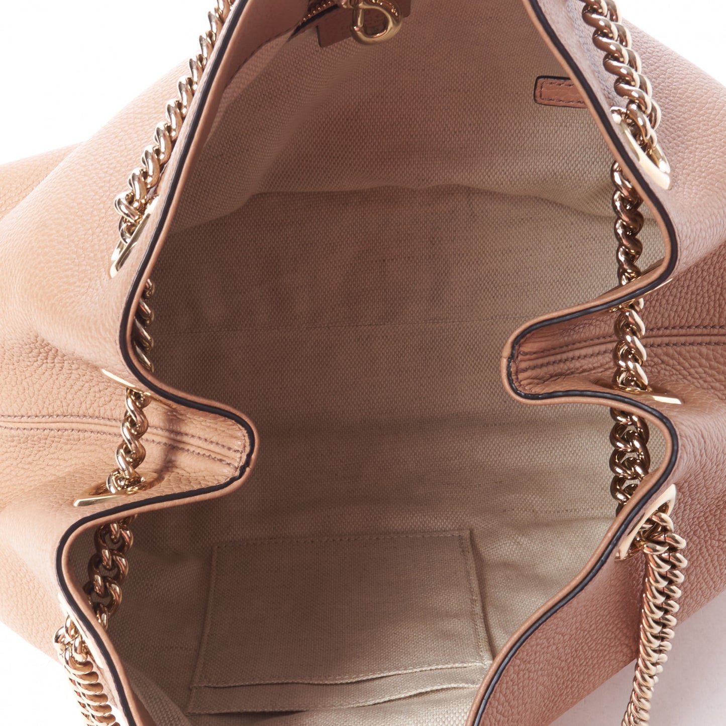 Pebbled Calfskin Medium Soho Chain Shoulder Bag Camelia