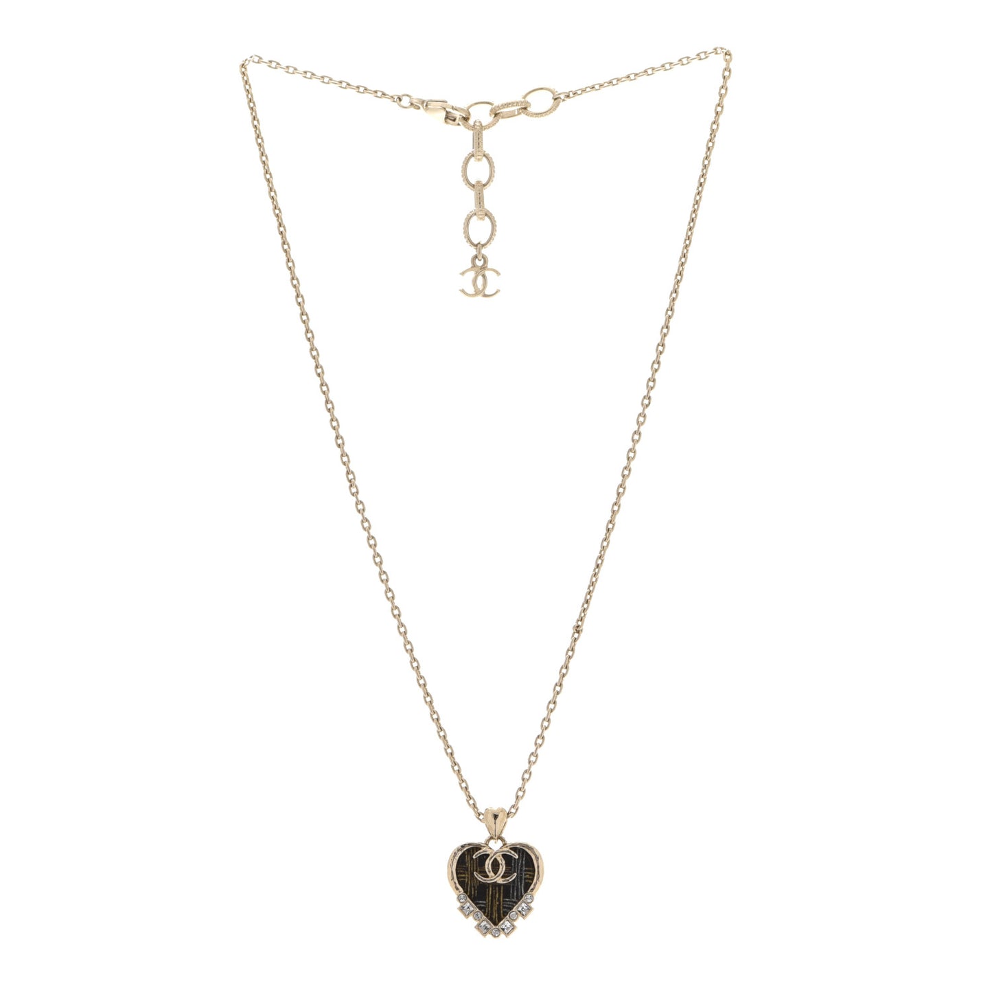 Crystal Resin CC Heart Pendant Necklace Gold Black