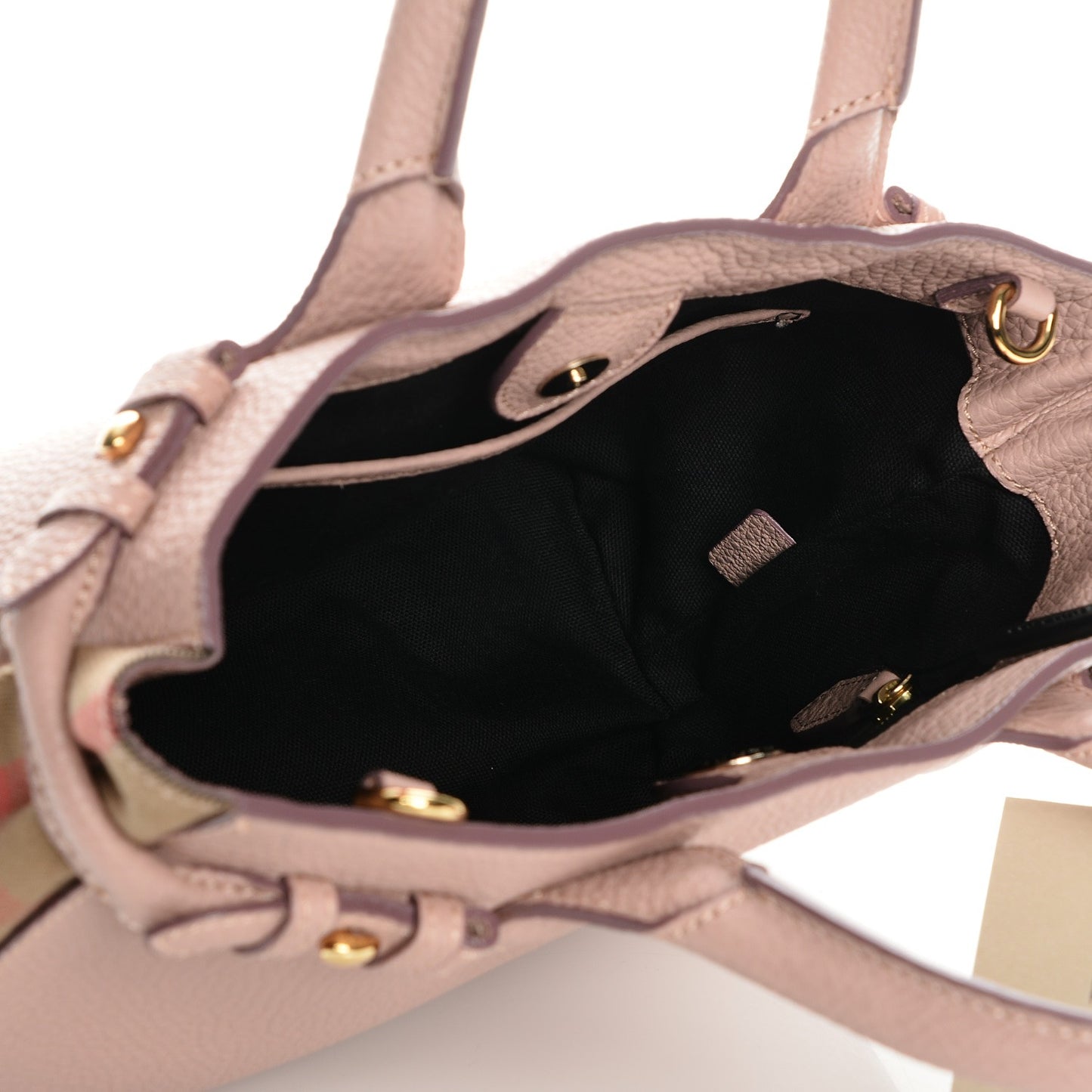 Grainy Calfskin House Check Small Banner Tote Nude Blush