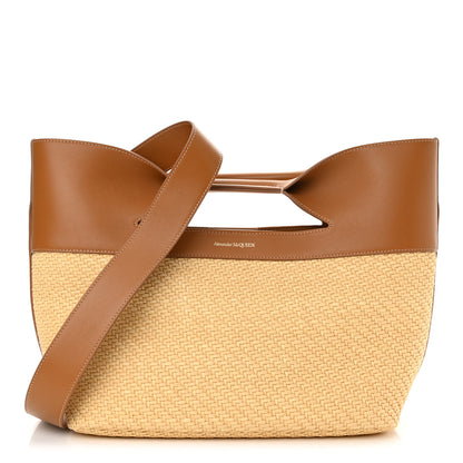 Alexander McQueen Raffia Calfskin Small The Bow Bag Natural Tan 1 of 10