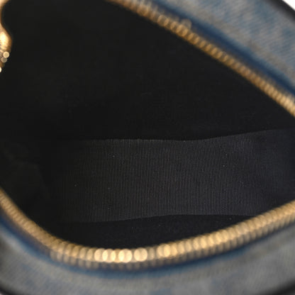 Saint Laurent Denim Quilted Monogram Round Crossbody Bag Rodeo Blue Black 5 of 11