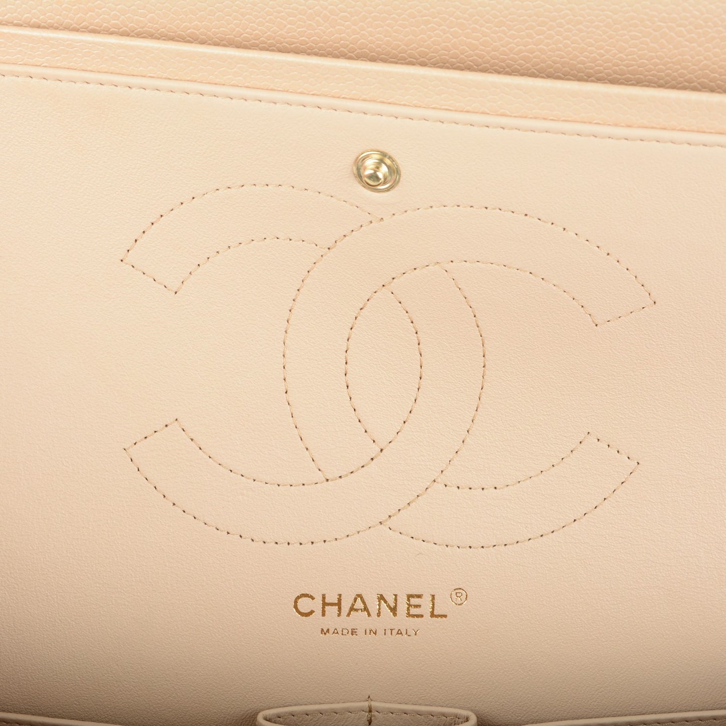 Caviar Quilted Jumbo Double Flap Beige Clair