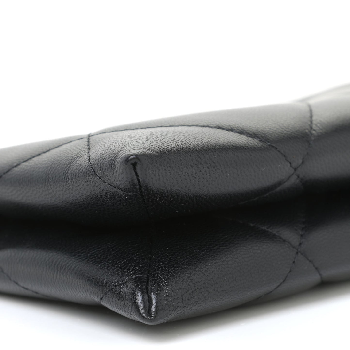 Shiny Goatskin Quilted Small Chanel 19 Pouch With Handle Black